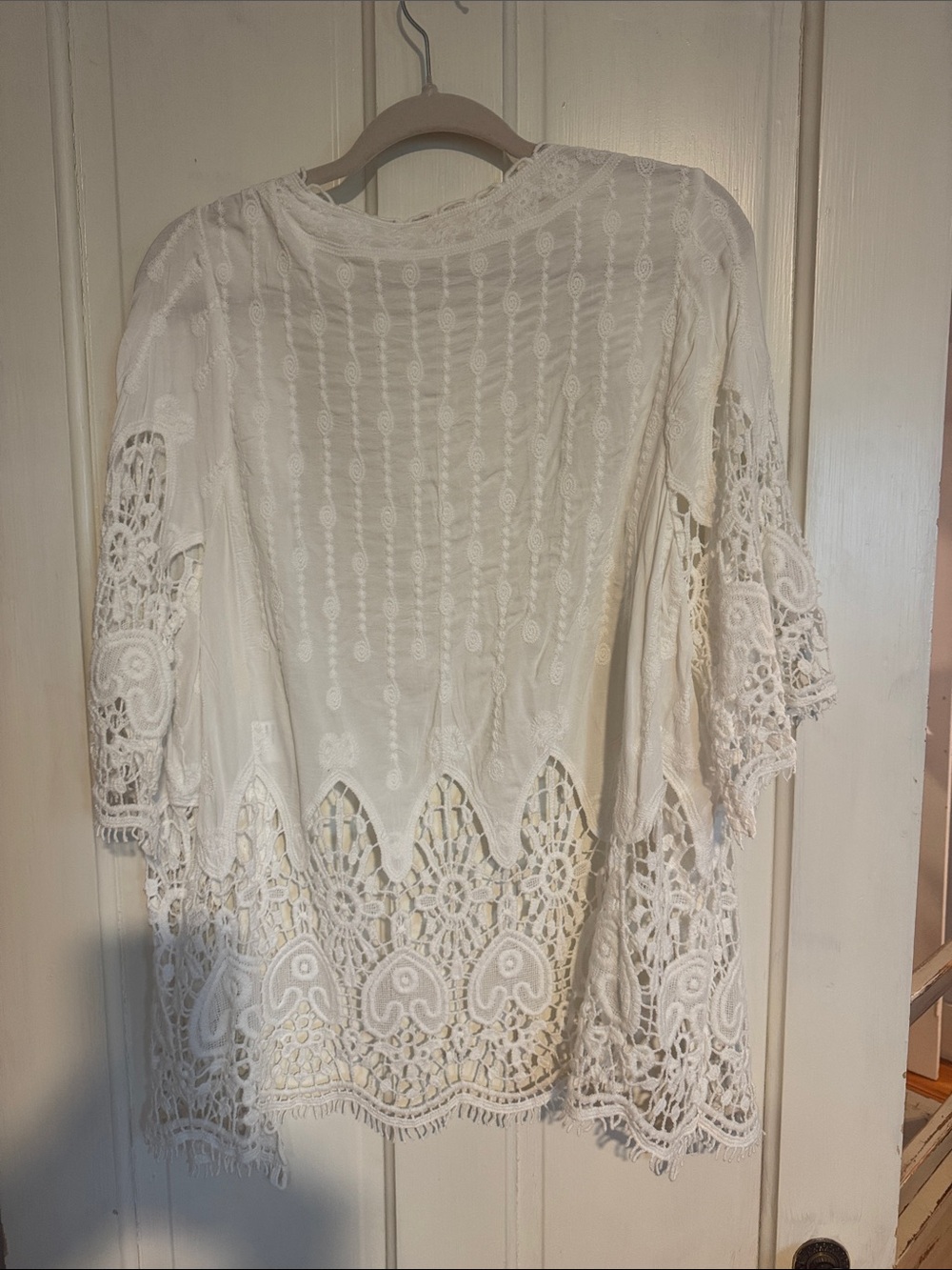 Solitaire White Crochet kimono cardigan Top - Picture 5 of 5